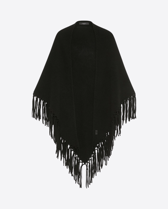 WEEKEND MAX MARA SCIARPA NERO / UNI SCIALLE IN LANA CON FRANGE