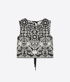 WEEKEND MAX MARA TOP TOP CROP IN COTONE STAMPATO