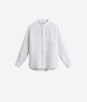 WOOLRICH Abbigliamento e accessori BIANCO / S Camicia con colletto alla coreana in puro lino tinta in capo