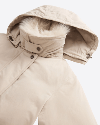 WOOLRICH ARCTIU PARKA CORTO IN MOUNTAIN CLOUT CON CAPPUCCIO E PELLICCIA REMOVIBILI