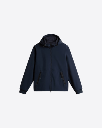 WOOLRICH BLU GIACCA SOFT SHELL CAPPUCCIO