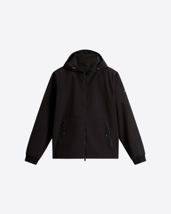 WOOLRICH NERO GIACCA SOFT SHELL CAPPUCCIO