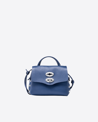ZANELLATO BORSA BLUE / BABY BORSA POSTINA BABY IN PELLE LAMINATA BLUE MORE DI ROVO