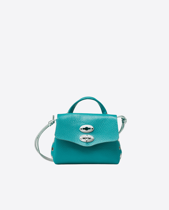 ZANELLATO BORSA GREEN / BABY BORSA POSTINA BABY IN PELLE LAMINATA GREEN PESTO GENOVESE