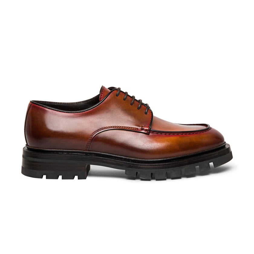 SANTONI | STRINGATA DERBY IN PELLE ANTICATA